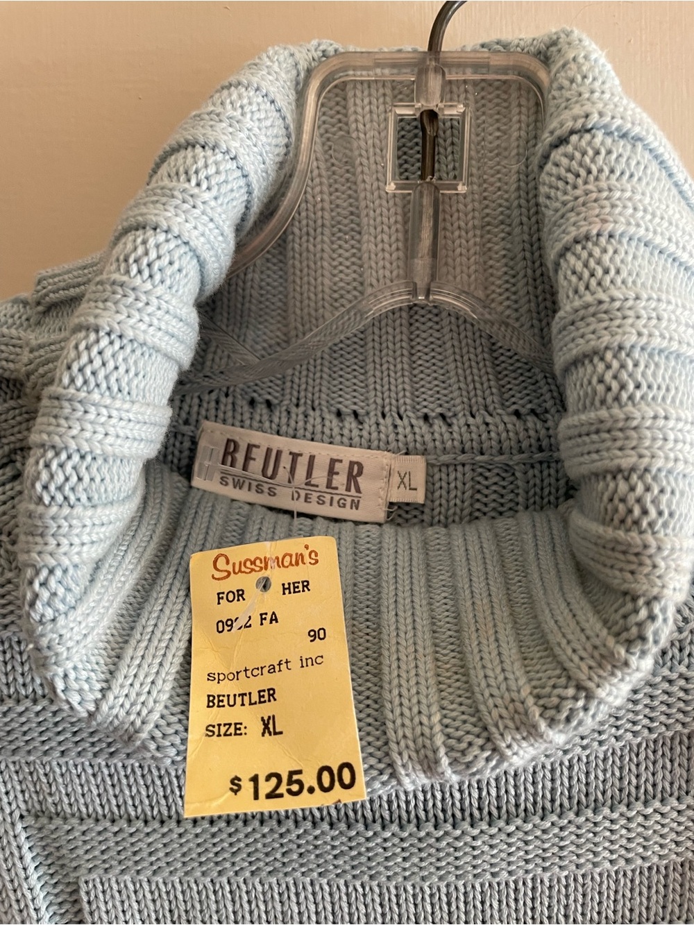 Light Blue Ribbed Turtleneck Sweater - Picture 3 of 4